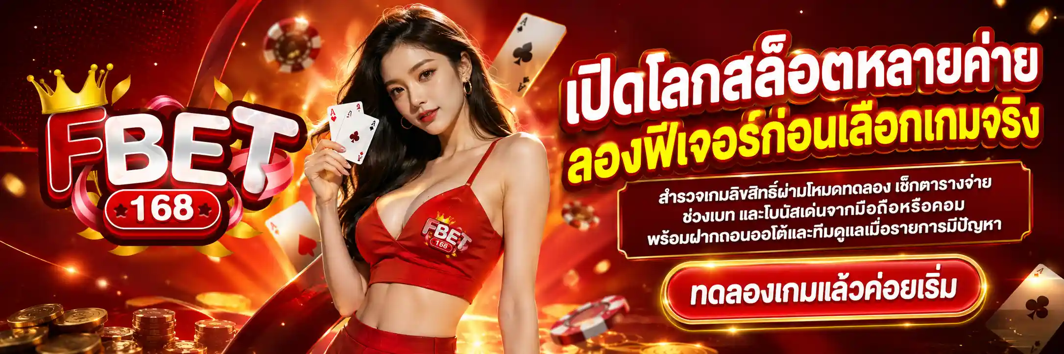 แบนเนอร์ FBET168 สล็อตลิขสิทธิ์หลายค่ายพร้อมโหมดทดลองและข้อมูลเกม (5)
